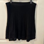 Max Studio  Black Ribbed Knit A-Line Skirt with Crochet Hem, Size Large, Like New Photo 2
