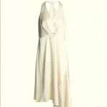 Halston Heritage Evening Collection Halter Satin Cream Dress Size 0 Photo 4