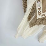 Vintage 80's Pioneer Wear Fringe Western Sweater Cream Tan Size Medium Chevron Photo 4