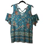 Maurice's  Plus Size Floral Strappy Cold Shoulder Top Boho Flow Trendy Shirt 1X # Photo 2