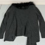 Black Fur Collar Knit Sweater Cardigan Shawl Wrap Size S 🖤 Photo 2