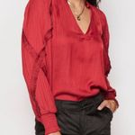 Evereve  Jett Ruffle Satin V Neck Blouse, NWT Photo 1