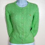 Ralph Lauren Vintage  Women's Green Cable Knit Cotton Cardigan Sweater Size M Photo 2