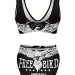 New Freebird Lynyrd Skynyrd Bikini Swimsuit Bathing Suit Beach Race Wear Black Size XL Photo 3