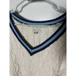 American Eagle  White Cable Knit Tennis Preppy Striped Oversized Sweater Large Photo 3