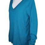 Denim & Co . Crossover V-Neck Long Sleeve Pullover Sweater Spruce BlueGreen Large Photo 6