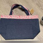 snoopy peanuts woodstock denim floral print tote hand bag Blue Photo 1