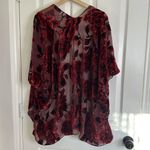 Woven Heart Velvet burnout sheer floral rose cape kimono dark floral Photo 5