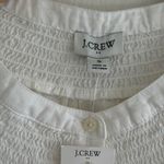 J.Crew Linen Blend Short Sleeve Smock Neck Top in White, Size Small Photo 2