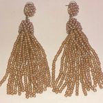 Elegant Tan Shimmer Beaded Boho Tassel Earrings Photo 0