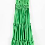 Mac Duggal 50658 Green Satin Tiered Sleeveless Halter Gown Size 6 NWT Photo 4