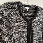 Joie  Jacolyn Leather Trim Knit Cardigan Jacket Womens Medium Black Career Luxury Photo 4