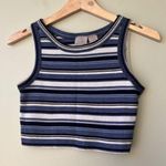 Striped Sleeveless Tank Top Blue & White Cotton‎ Polyester Size S Photo 0