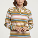 Eddie Bauer 1/4 Zip Sweater Womens Large Multicolor Striped Fleece Pullover Photo 0