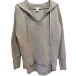 Aspen Women’s Medium Hoodie Pullover Top Gray Knit V Neck Cozy Soft Loungewear Photo 0