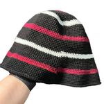 Wayan natural wear cotton knit woven stripe bucket hat Black Photo 1