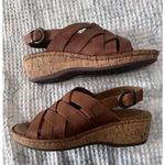 Born Cork Platform Laila Brown Leather Woven Wedge Comfort Sandals Women 7 EUC Photo 0