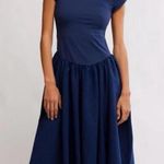 Free People  Afternoon Elegance Blue Midi Dress Corset XS Photo 0