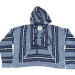 Lucky Brand  Striped Knit Hoodie Poncho Pullover Sweater Blue Size Small Photo 0