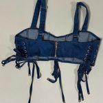Rehab Jean Denim Lace-Up Tie-Up Bustier Tank Crop Top Blouse Shirt Size M 🦋✨ Photo 1