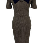 Vfemage Knit Dress Small Brown Blue Short Sleeve NWT‎ Bodycon Office Vintage Photo 0