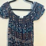 MISA Los Angeles  Jersey Aztec print cap ruffle sleeve maxi dress Resortwear Photo 2