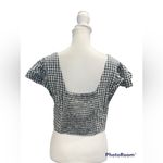 Urban Outfitters  Black/White‎ Plaid Crop Top with Ruffle Sleeves Size Large Photo 4