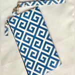 Scout Wristlet In Greek Key Blue & White, zip closure purse, travel bag, coin Pink Photo 4