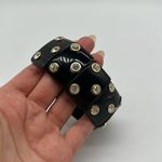 Joan Rivers  Signed Black Lucite Expanding Bracelet with Rhinestone Embellishment Photo 4