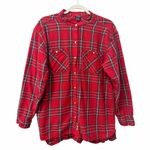 Eddie Bauer Top Womens Red Plaid Flannel Tunic Snap Front Shirt size medium Photo 7