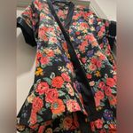 VTG 80s 90s L.A. Intimates Black & Multicolor Satin Floral Kimono Robe Photo 7