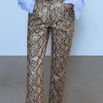 ZARA snakeskin print faux leather high rise pants xs Photo 0