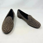 Stuart Weitzman Stuart Weitzman Brown Tan Suede Gold Studded Flat Loafers Size US 7.5 Photo 3