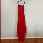 Sherri Hill  53345 Strapless Embroidered Gown Red Size 16 Photo 6