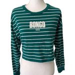 Forever 21 Bongo Green Striped Long Sleeve Cropped 90s Y2K Style Tshirt Sz Small Photo 0