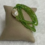Sterling Silver Peridot Glass bead Bracelet Green Photo 0