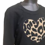 Sundry Leopard Chantilly Heart Patch Sweatshirt in Black Size 2/Medium Photo 2