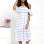 Lulus Cotton Off the Shoulder Striped Midi Dress Photo 5