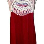 Moon & Sky Embroidered boho sleeveless keyhole back tank burgundy size small Purple Photo 0