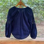 Gap Women's Long Crocheted Sleeve Navy Eyelet Blouse Size M Photo 1