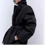 ZARA NWT black belted tie belt puffer jacket coat Photo 7