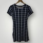 Theory Branteen JP Check Knit Mini Dress Navy White Plaid Size Large Photo 8