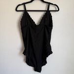 J.Crew NWT  Scalloped One-Piece Swimsuit in Solid Black BF041 Women's L Photo 4