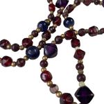 Vintage Multicolor Beads Necklace Long Purple Red Blue Gold Tone Jewelry u Photo 1