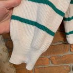 Sincerely Jules Womens Large Sweater White Green Striped Ribbed Knit Pullover Photo 2
