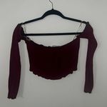 Maroon Off The Shoulder Crop Top Red Photo 0