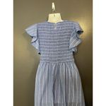 Cupshe  Dress Womens Small Blue Striped Flutter Sleeve Smocked Maxi Sundress Photo 6