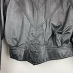 wilson's leather Vtg Y2K Wilson’s Leather Moto Cropped Jacket Sz Medium Biker Asymmetrical Photo 13