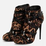 Liliana  Rejoice Women leopard cross cross wrap strap zip stiletto bootie size 6 Photo 0