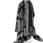 New York And Company Women's | | Black White Geometric Open Front Cascade Cardigan Photo 1